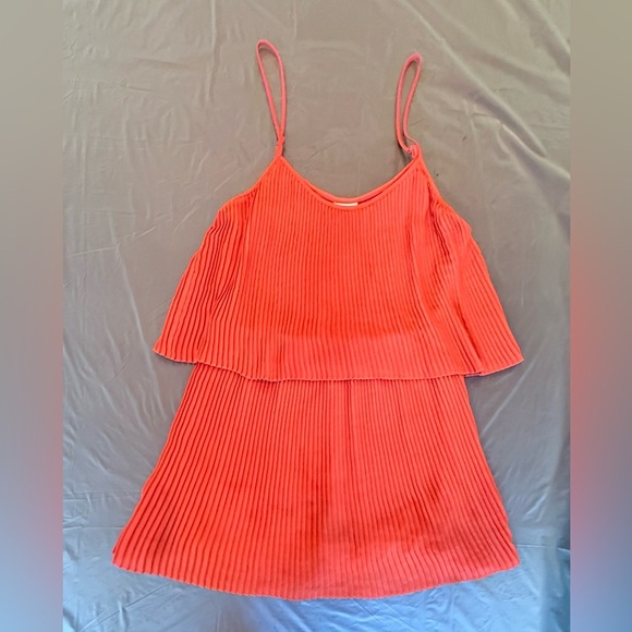 Parker Red Sleeveless Spaghetti Strap Pleated Tiered Mini Dress Size XS MSRP$198 - Picture 4 of 8